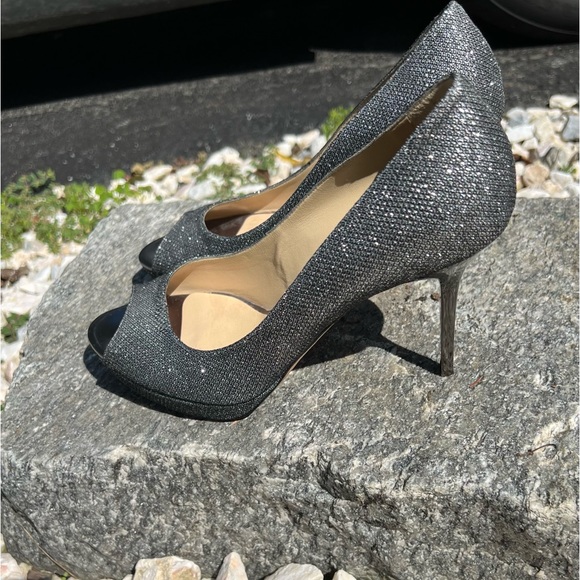 Jimmy Choo | Authenticated | Metallic Peep Toe Sparkle Heels 38.5 - Picture 5 of 17
